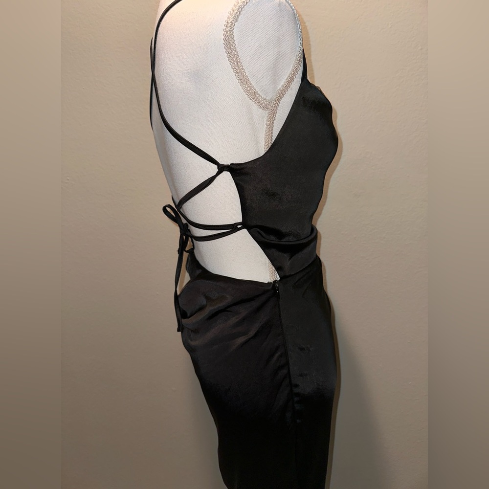 Club London Black Satin Dress - Size 6 - Picture 3 of 4